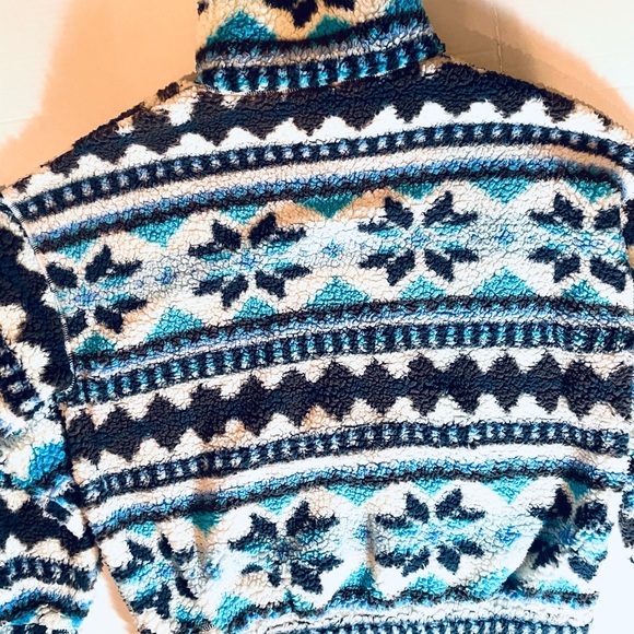 Aerie OFFLINE Cozy Nordic Snowflake Fleece Quarter Zip Pullover Size Large - Picture 3 of 15